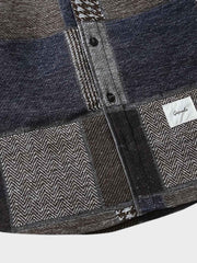 ヘリンボーンパッチワークウールシャツ