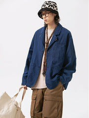 デニムコントラストノッチドラペルテーラードジャケット