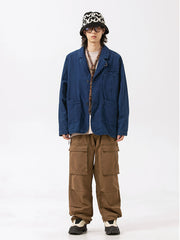 デニムコントラストノッチドラペルテーラードジャケット