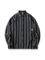 スカルバッジストライプワークシャツ