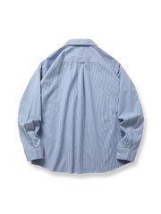 クラシックピンストライプアイスミント繊維シャツ
