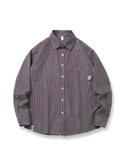 クラシックピンストライプアイスミント繊維シャツ