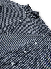 格子ラウンドヘム長袖シャツ