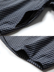 格子ラウンドヘム長袖シャツ