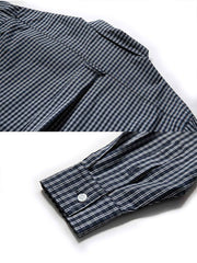 格子ラウンドヘム長袖シャツ