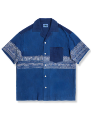 職人手作り 蝋結染め柄入り シャツ