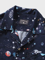 PLAME AUBEハワイアンシャツのキューバカラーと細部の処理の精巧さ、万華鏡デザインの鮮やかなディテール