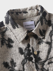 水墨画風プリント ワントーンシャツ