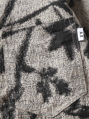 水墨画風プリント ワントーンシャツ