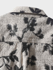 水墨画風プリント ワントーンシャツ