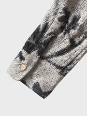 水墨画風プリント ワントーンシャツ