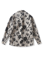 水墨画風プリント ワントーンシャツ