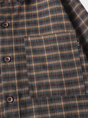 色織り チェック柄 長袖シャツ