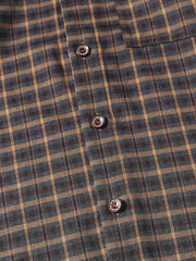 色織り チェック柄 長袖シャツ