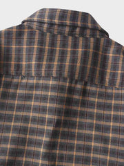 色織り チェック柄 長袖シャツ