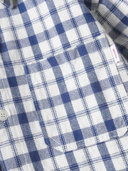 先染めブルーチェック柄 コットンワークシャツ