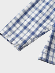 先染めブルーチェック柄 コットンワークシャツ