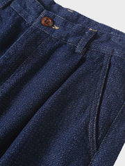 ヘリンボーン織り ワイドデニムパンツ