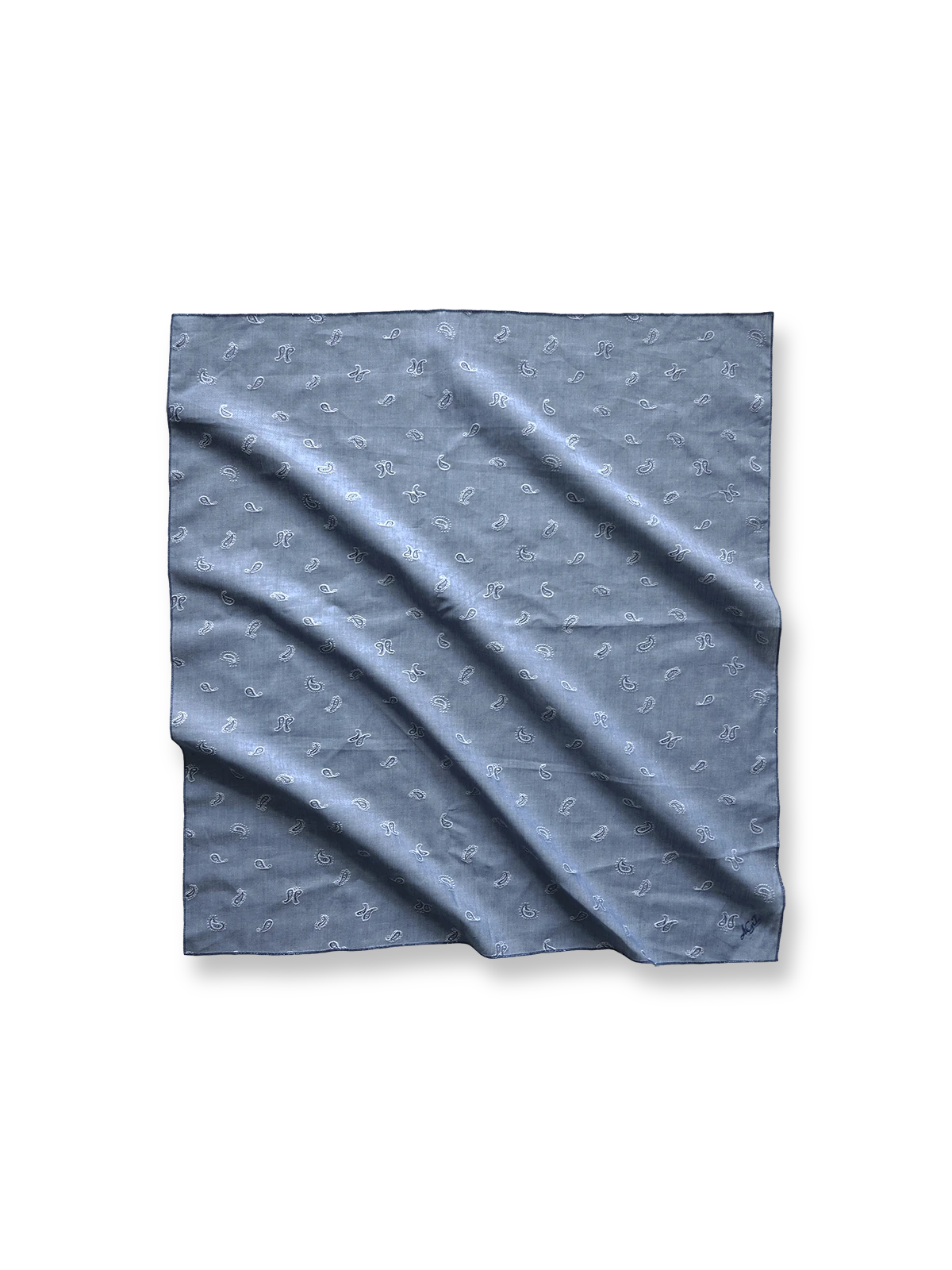 ペイズリー柄とドット柄のリネンコットン混紡スカーフ全体画像