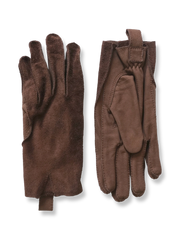 製品画像: 高品質スエードレザー製のベアクロウライディンググローブ全体画像
詳細画像: 手の甲と手のひらに施された補強縫製デザインのクローズアップ