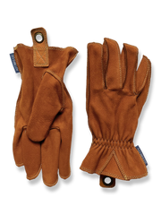 製品画像: 高品質スエードレザー製のベアクロウライディンググローブ全体画像
詳細画像: 手の甲と手のひらに施された補強縫製デザインのクローズアップ