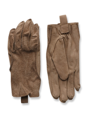 製品画像: 高品質スエードレザー製のベアクロウライディンググローブ全体画像
詳細画像: 手の甲と手のひらに施された補強縫製デザインのクローズアップ