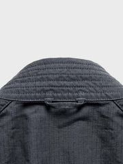 製品画像: 柔術メッシュリップストップはんてんのフロント全体画像。軽量で通気性に優れたリップストップメッシュを使用。
詳細画像: コットンメッシュとリップストップ生地のディテール画像。ヴィンテージ感のあるウォッシュ加工を施し、耐久性も向上。