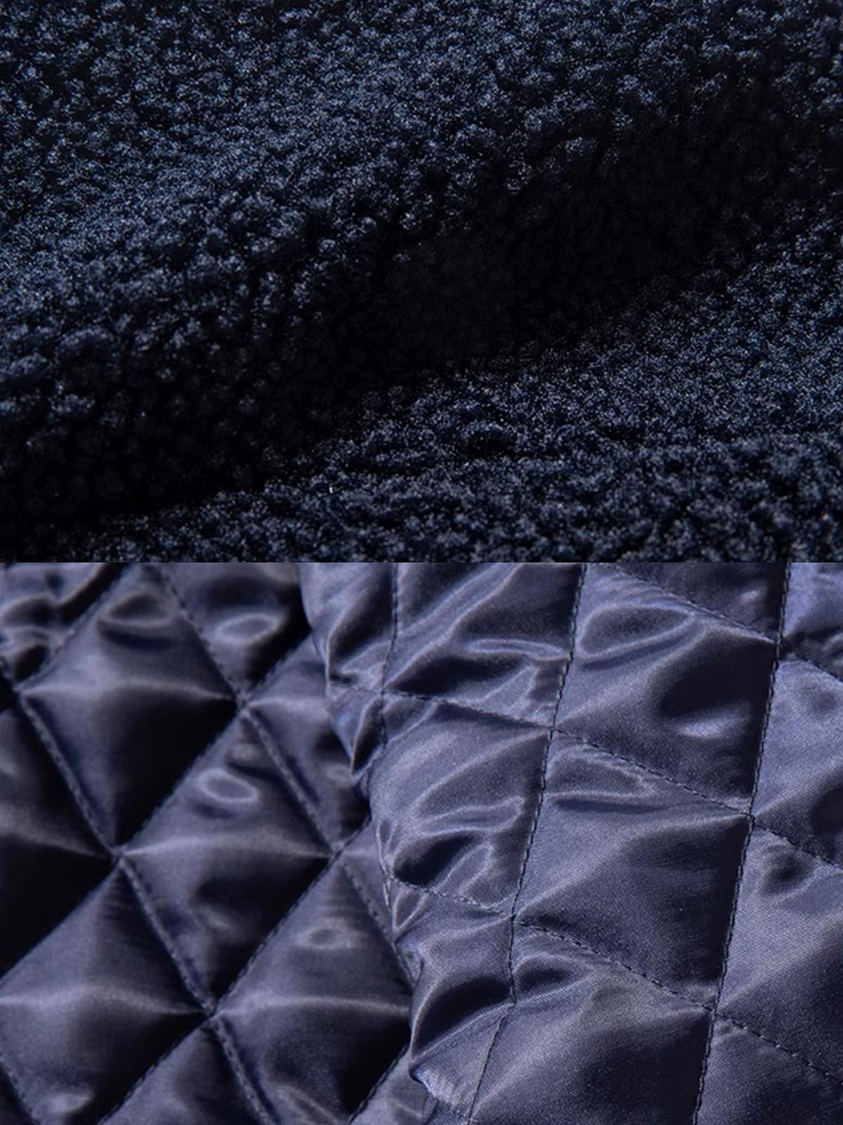 製品画像
「フェイクシープスキン素材とダイヤ柄キルティング裏地のパッチワークデザイン、ノーカラージャケットで洗練されたトレンド感を演出」
詳細画像
「柔らかく繊細なフェイクシープスキン素材、均一な中綿配置で型崩れしにくいダイヤ柄キルティング裏地、機能的なポケットと袖のパッチ刺繍デザイン」