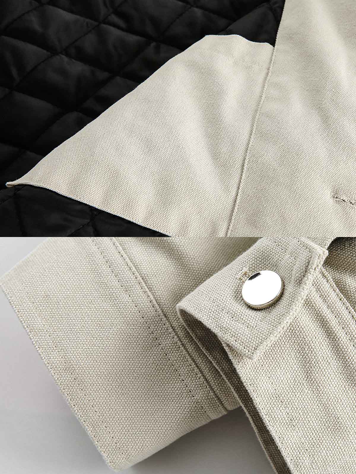 製品画像:
レトロなハンティングスタイルの中綿入りコーデュロイ襟付きジャケット。厚手の生地と暖かい中綿が寒い季節に最適。エレガントなデザインと実用的な大容量ポケット。
詳細画像:
厚手コーデュロイ襟付きハンティングジャケット。大きな前ポケットと通気性のある中綿素材、レトロで機能的なデザイン。ストレートカットとゆったりシルエットで快適な着心地。