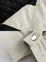 製品画像:
レトロなハンティングスタイルの中綿入りコーデュロイ襟付きジャケット。厚手の生地と暖かい中綿が寒い季節に最適。エレガントなデザインと実用的な大容量ポケット。
詳細画像:
厚手コーデュロイ襟付きハンティングジャケット。大きな前ポケットと通気性のある中綿素材、レトロで機能的なデザイン。ストレートカットとゆったりシルエットで快適な着心地。