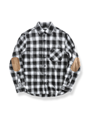 起毛 チェック柄 パッチワーク 長袖シャツ