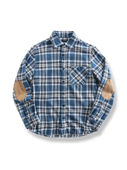 起毛 チェック柄 パッチワーク 長袖シャツ