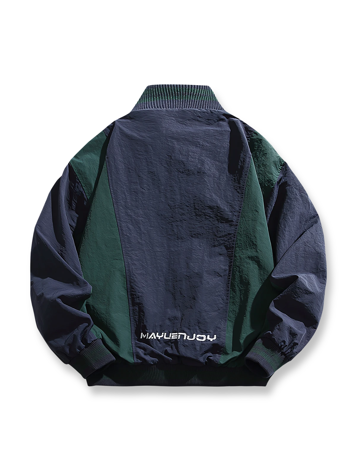 製品画像: バイカラー パッチワーク ハーフジップ ワイドシルエット プルオーバージャケット、軽量で防風性と通気性を備えたデザイン。レトロなカジュアルスタイルにぴったりの日常やアウトドア向けジャケットの正面全体展示図。
詳細画像: クラシックなバイカラーパッチワークとスムーズな着脱を可能にするハーフジップ仕様、伸縮性のある袖口の防風ディテールクローズアップ。