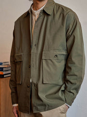 テンセル混紡 ミリタリーグリーンシャツ