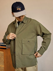 テンセル混紡 ミリタリーグリーンシャツ