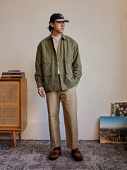 テンセル混紡 ミリタリーグリーンシャツ