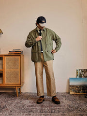 テンセル混紡 ミリタリーグリーンシャツ