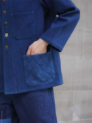 伝統工法 植物染めブルー フレンチワーク ジャケット