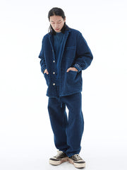 植物染め ヘビーウェイト ブルー カジュアル ジャケット