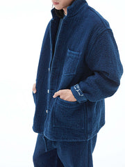 植物染め ヘビーウェイト ブルー カジュアル ジャケット