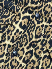 レオパード柄フード付きダウンベスト