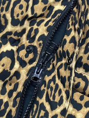 レオパード柄フード付きダウンベスト