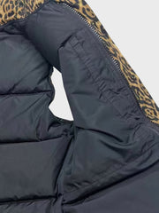 レオパード柄フード付きダウンベスト