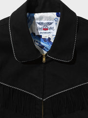 バイオレット色 フリンジジャケット