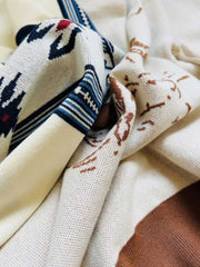 ナバホスタイル&ウェスタンカウボーイ柄 ニット半袖Tシャツ