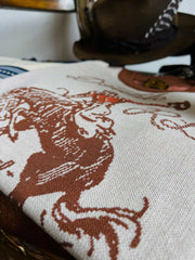 ナバホスタイル&ウェスタンカウボーイ柄 ニット半袖Tシャツ