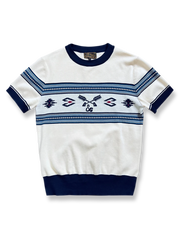 ナバホスタイル&ウェスタンカウボーイ柄 ニット半袖Tシャツ