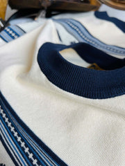 ナバホスタイル&ウェスタンカウボーイ柄 ニット半袖Tシャツ