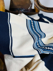 ナバホスタイル&ウェスタンカウボーイ柄 ニット半袖Tシャツ