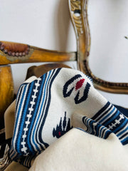 ナバホスタイル&ウェスタンカウボーイ柄 ニット半袖Tシャツ